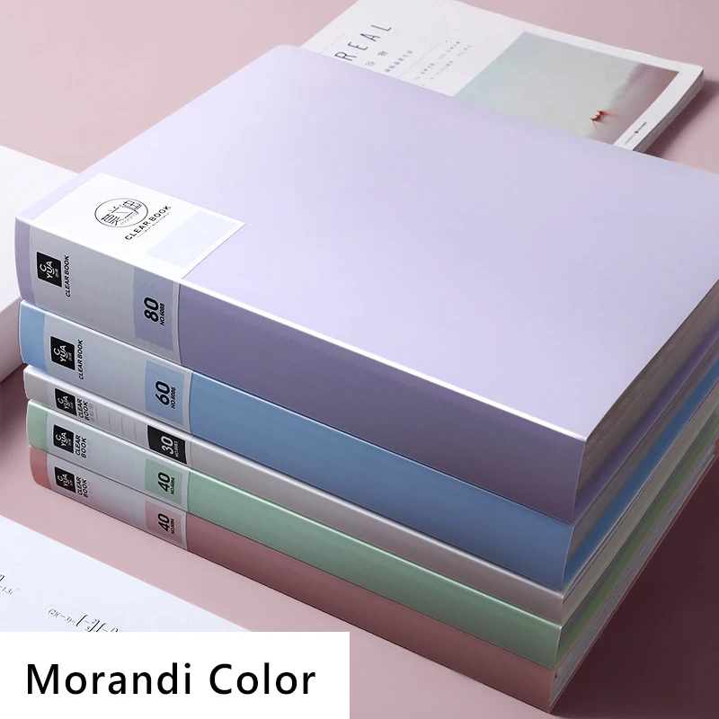 A4 Morandi File Bag Document Organizer Data Book Large Capacity Folder Portfolio 20/30/40 Pages Filing Office Supplies |