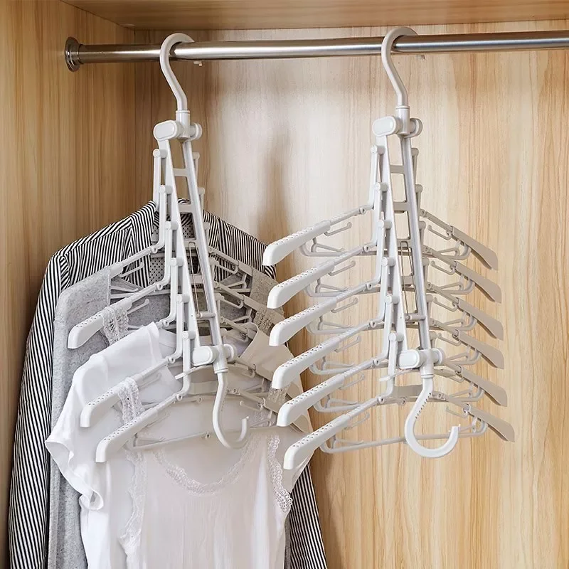 

Creative multi-layer folding hanger multi-purpose coat trousers save space wardrobe storage