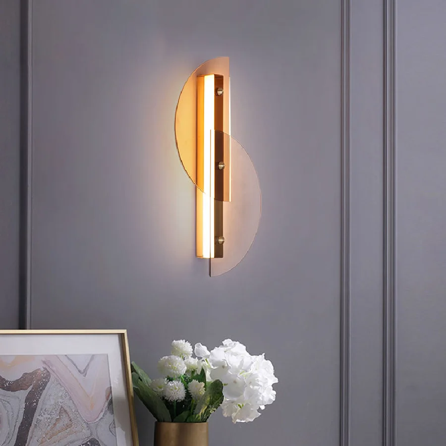 

Postmodern Creative Wall Light Indoor Aisle Corridor Decor LED Light Minimalist Sector Sconce For Bedroom Living Room Stair Lamp