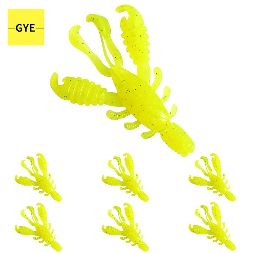 

GYE 7 шт. Topwater, мягкие пластиковые личинки Крау, плавающая приманка для ползания, искусственная приманка для ловли форели, окуня, приманка для ...