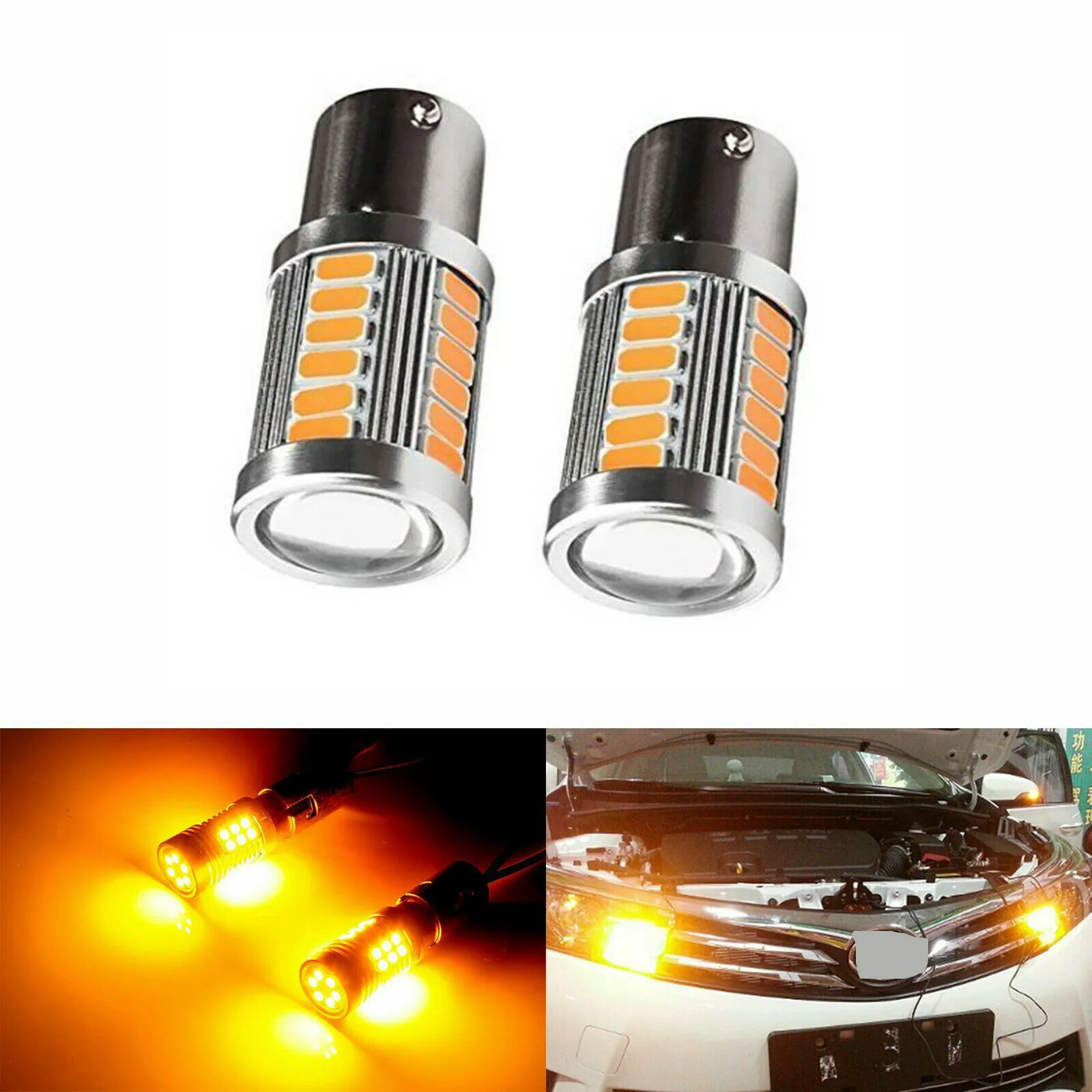 

2pcs X LED Light Bulbs 1156 Amber Yellow Turn Signal Light Super Bright Turn Signal Blinker High Power Light Bulbs