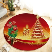christmas round rugs bedroom doormat flannel anti slip living room kids crawl floor mats carpet for new year home decor