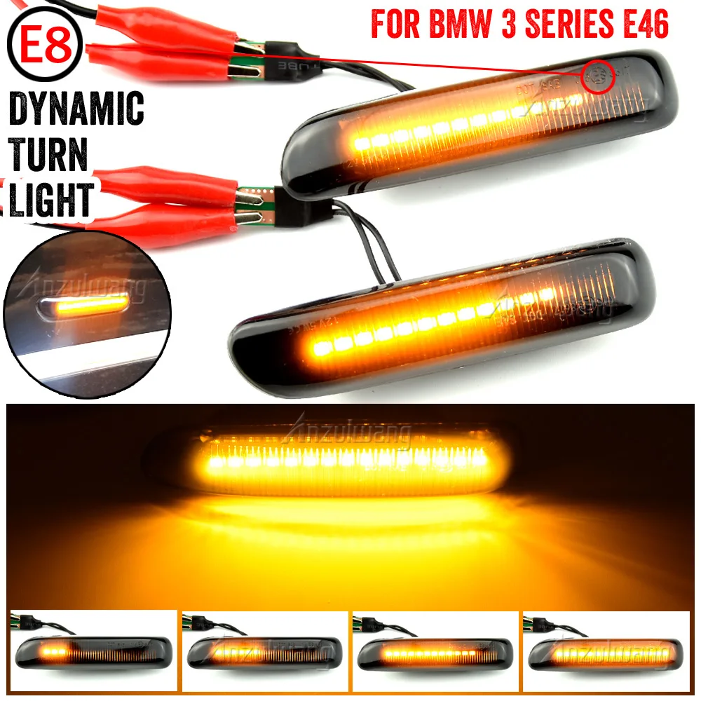 

For BMW 3 Series E46 Sedan Coupe Wagon Convertible 1997-2001 Dynamic Turn Signal Light LED Side Marker Lamp Indicator