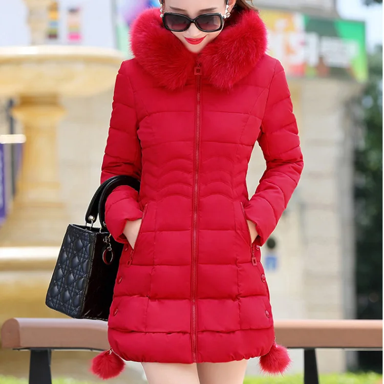 

Female In The New Long Winter 2021 Han Edition Cotton-padded Jacket Collars Feather Coat of Cultivate One's Morality Show Thin