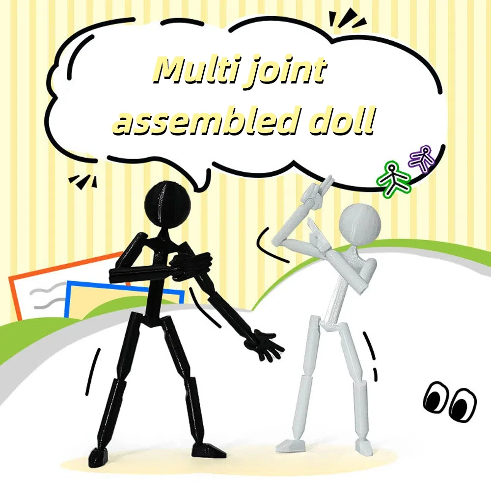 Фото Многосуставная игрушка Stickman с несколькими шарнирами, подвижная 3D-печать, манекен с 3D принтом, новинка, экшн-фигурка Stickman, собранный робот №3