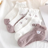 soft cotton flower socks woman gift fashion japanese style long socks harajuku retro vintage kawaii cute socks