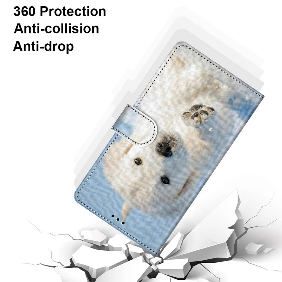 Cat Wolf Wallet Flip Leather Case For Huawei Mate 10 Lite Mate 20 Lite P30 Pro P8 Lite 2017 Stand Coque Cover With Card Holder