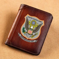 high quality genuine leather men wallets united states army marksmanship unit short card holder purse luxury brand male wallet