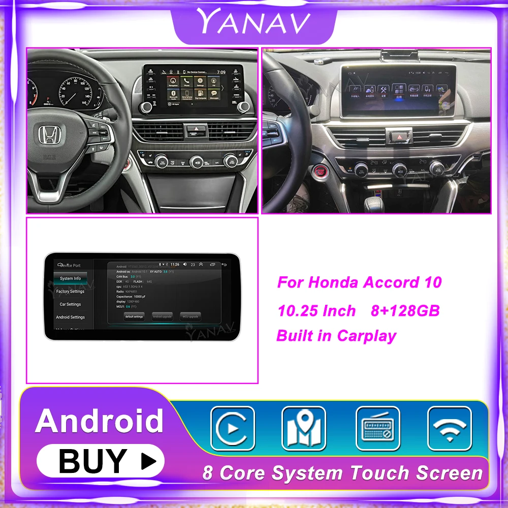 

Android 10 Car Multimedia Radio Head Unit For Honda Accord 10 2018-2021 Stereo CarPlay WiFi 4G BT Touch Screen GPS Navigation