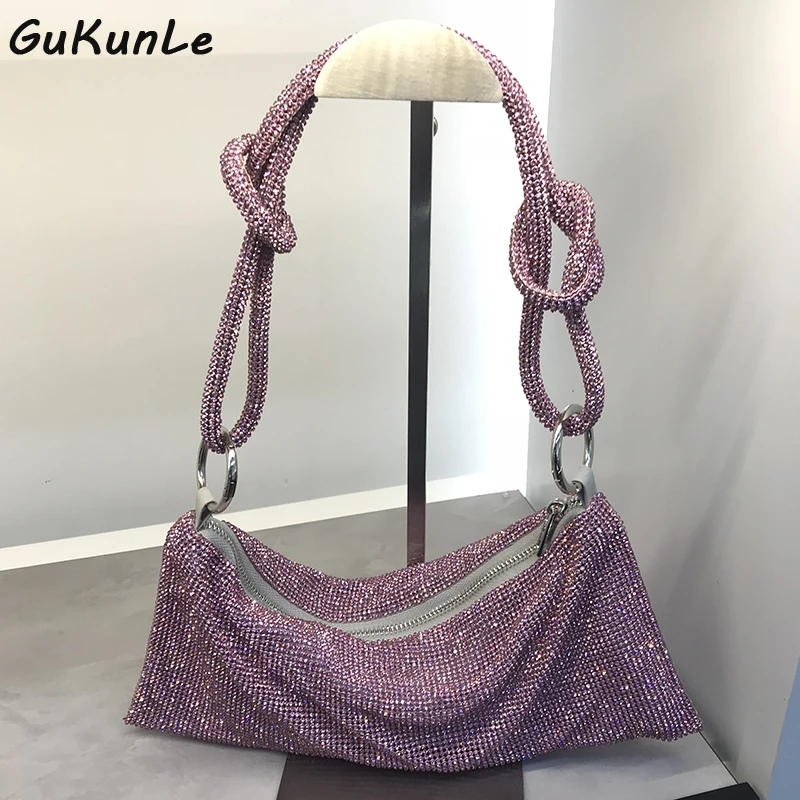 

Luxury Designer Purses Handbags Evening Bags for Women Rhinestone Clutch Purse Ladies Hand Bags Silver Gold Crystal Shoulder Bag