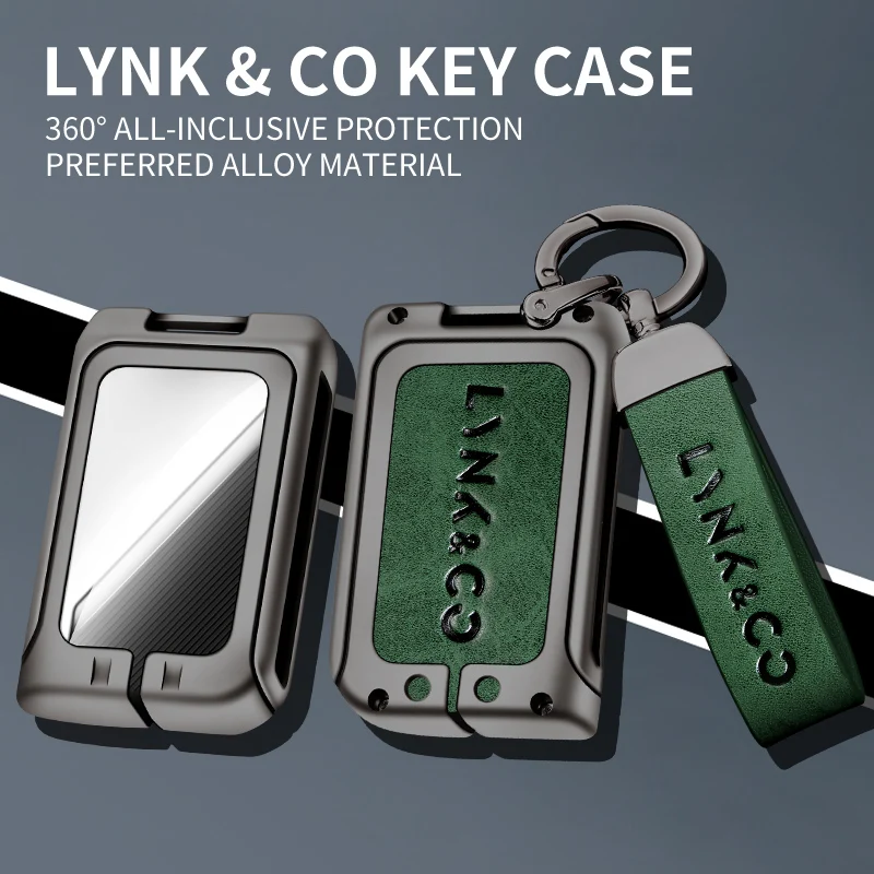 

Metal Leather Car Key Case Protector Full Cover Shell Holder For LYNK&CO 05 01 02 03 06 Remote Keychain Auto Styling Accessories