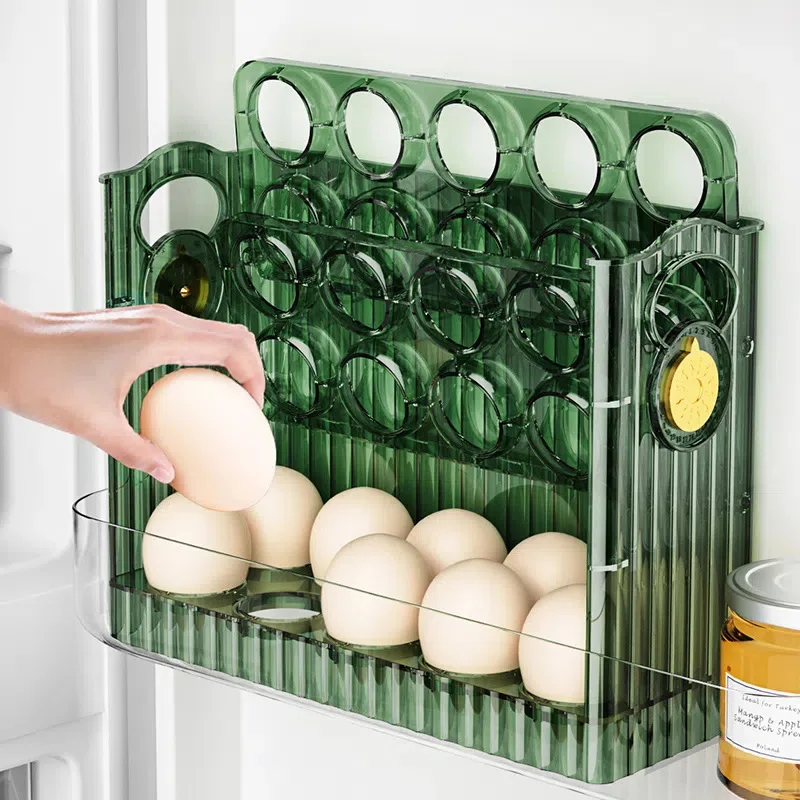 

New Egg Refrigerator Storage Box Can Be Reversible Food Containers Egg Fresh-keeping Case Holder Tray Dispenser Kitchen Egg Rack