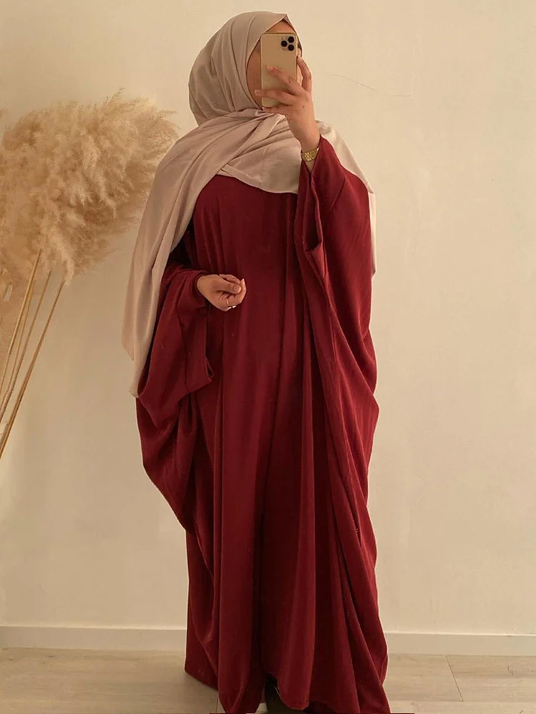 Muslim Abaya Ramadan Prayer Fashion Dress Women Nida Batwing Sleeve Hijab African Dresses Islam Dubai Modest Turkey Abayas