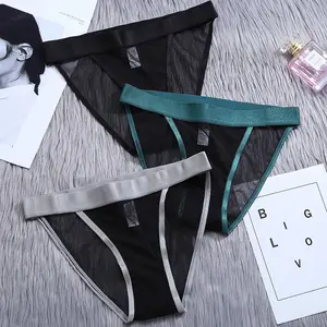 Fashion Gauze Thin Transparent Briefs Women's Sexy Lingerie Femme Cotton Crotch Mid Rise Lace Underwear Seamless Panties