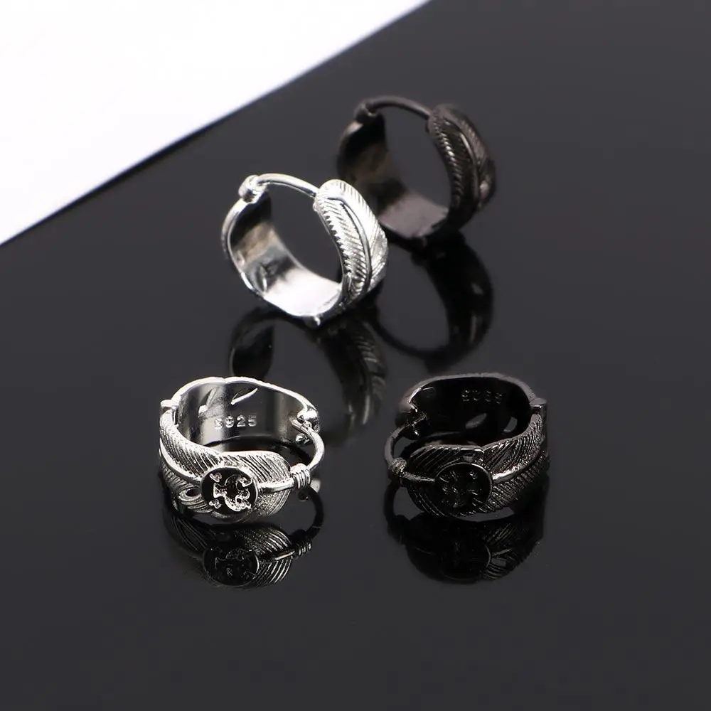 

Hip Hop Punk Style For Men Gift For Women Copper Fashion Jewelry Feather Hoop Earrings Eagle Stud Earrings