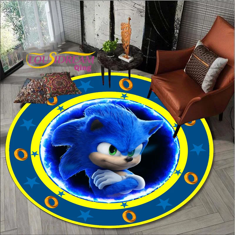 

3D Cartoon Sonic Round Area Rug Floor Mat Living Room Carpet Polyester Rug Mat Dropship