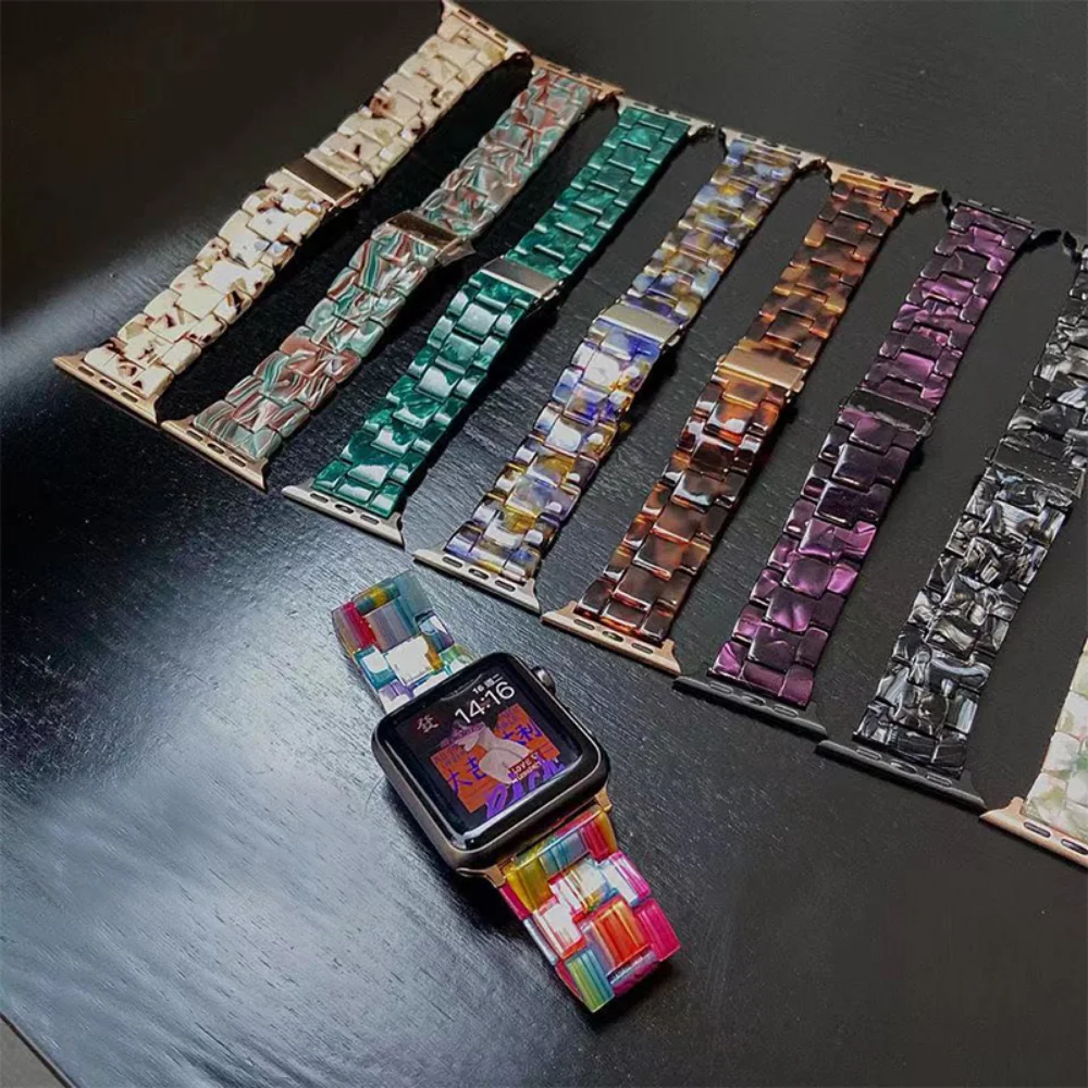 41mm 45mm Women Luxury resin strap for apple watch 7 8 band 6 se 5 4 38mm 40mm 42 44mm sport loop for iwatch Ultra 49mm bracelet