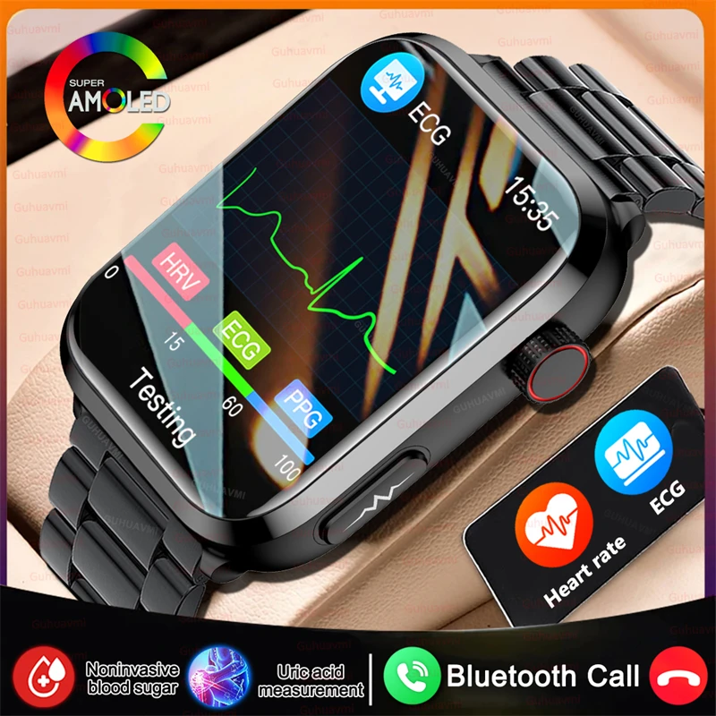 

2023 New Medical Grade Smart Watch Blood Sugar Blood Lipid Uric Acid ECG+PPG Body Temperature Bluetooth Call Health Smartwatch