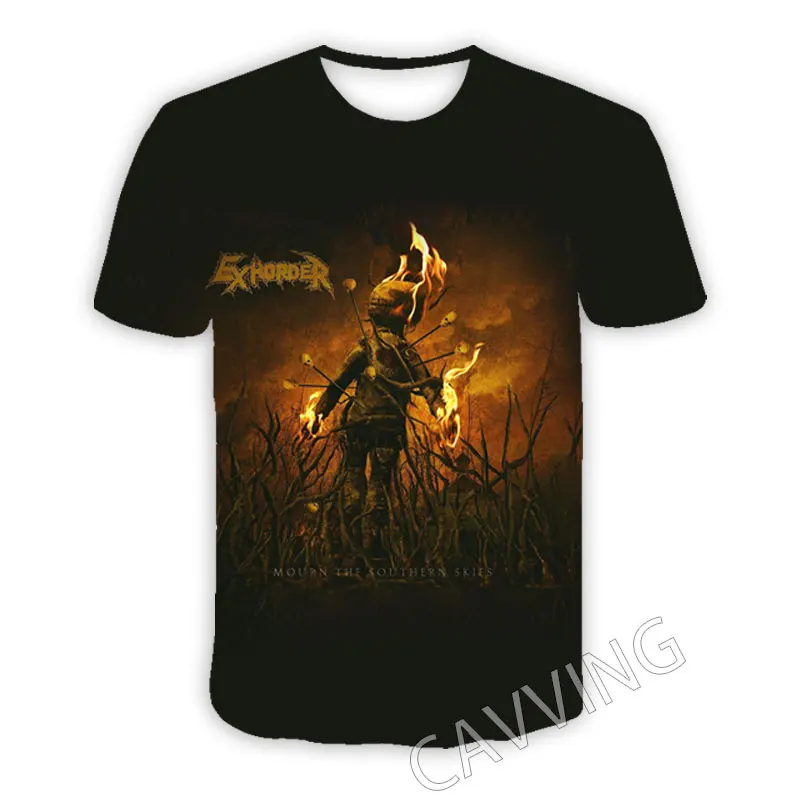 Футболка EXHORDER для мужчин и женщин, модная повседневная рубашка в стиле рок, с 3D принтом, в стиле хип-хоп, стильная одежда в стиле Харадзюку