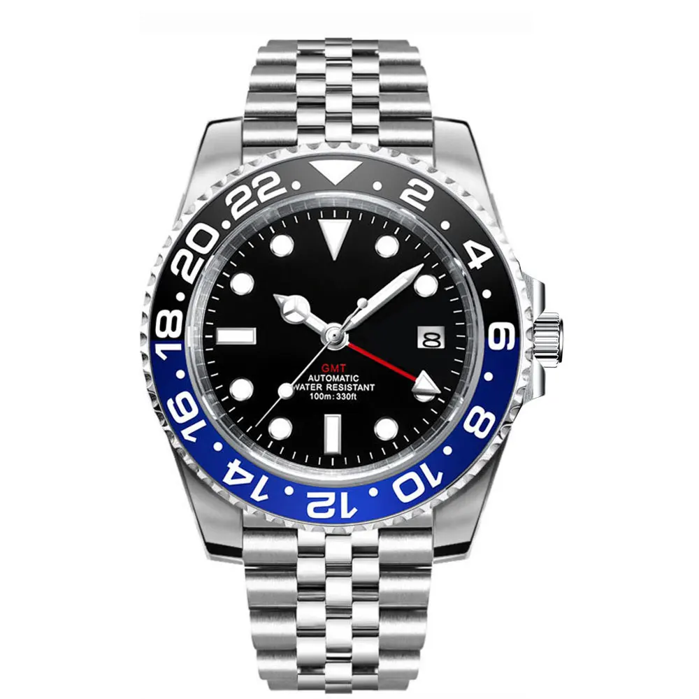 Мужские механические водонепроницаемые часы с сапфировым стеклом из