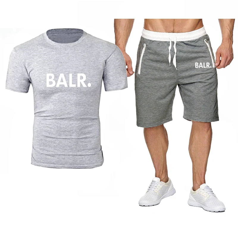 

2022 Popular New BALR Letter Printed Pure Cotton Men 'S T -Shirt +Sports Shorts Set High Quality Sports Running