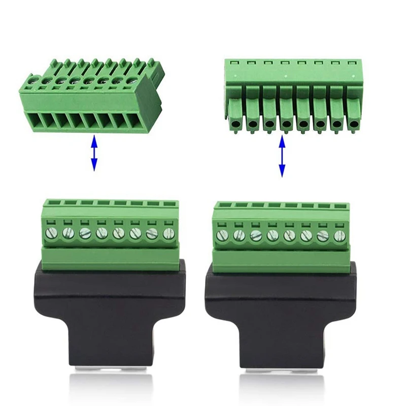 2 упаковки RJ45 /8P8C гнездовой разъем к 8-контактному винтовому коннектору для Cat7/6/5 /5E