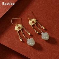 bastiee 925 hmong sterling silver earrings for women personalized sapphire hetian jade cute strawberry drop earrings