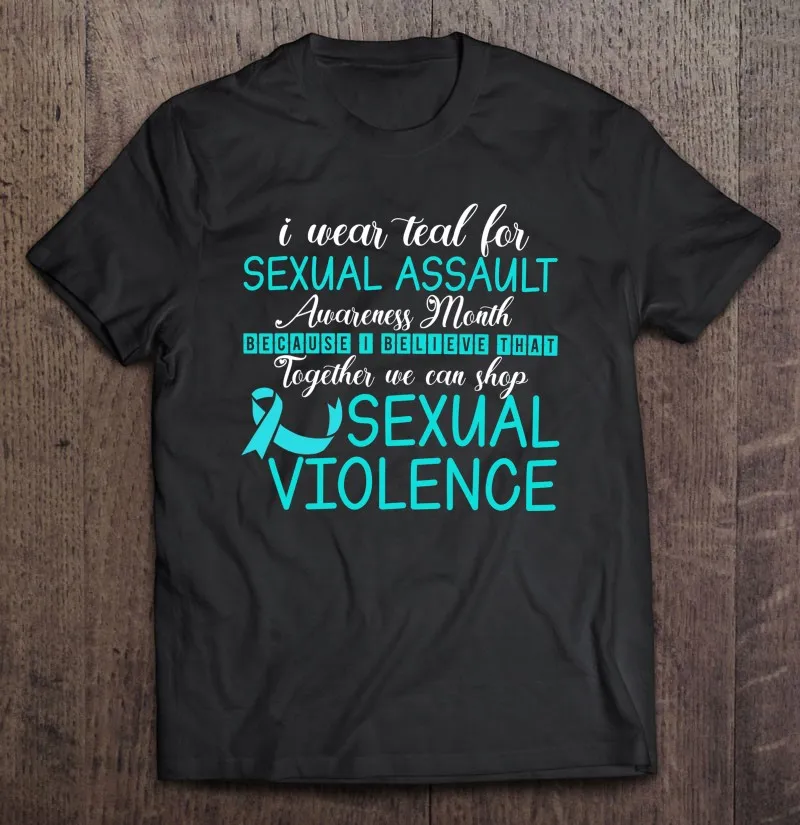 

Футболка I Wear для мужчин и женщин, рубашка оверсайз с символикой месяца сексуальных нападений, аниме, одежда для мужчин