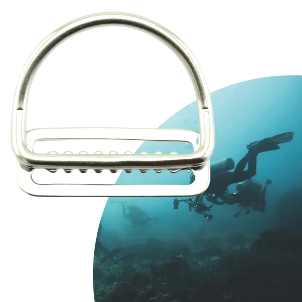 

5cm Scuba Diving D Ring Stainless Steel Weight Belt Stopper Slider Keeper With D-Ring Webbing Harness Belt Retainer Stopper