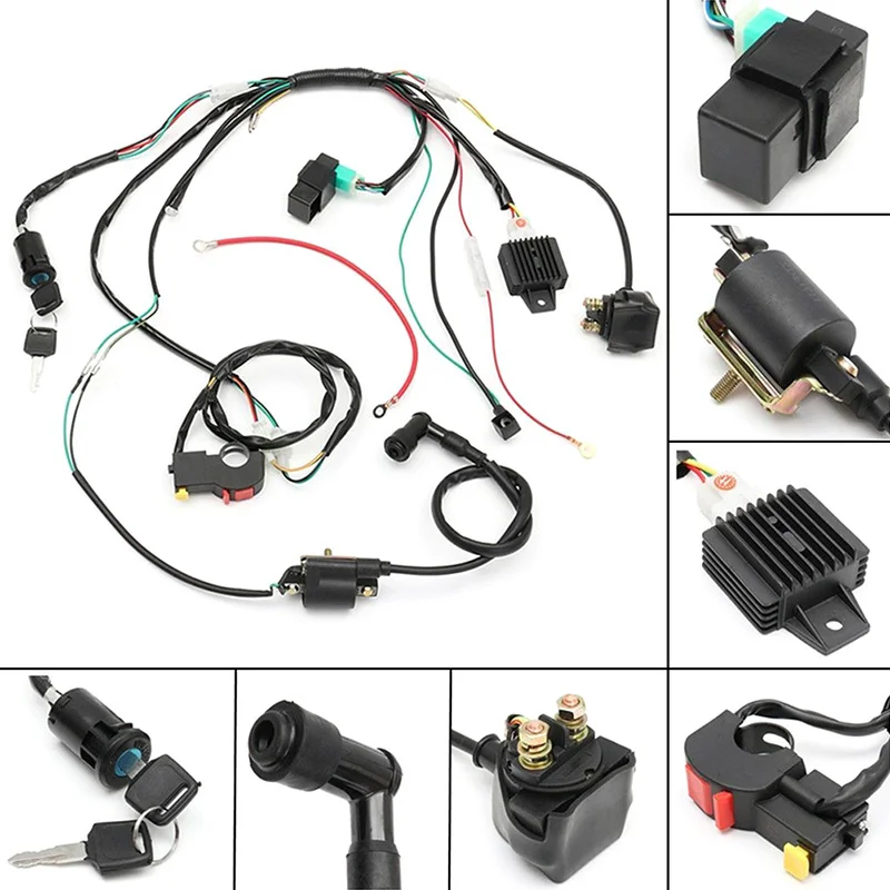 

50 70 90cc 110cc 125cc Wiring Harness Loom Solenoid Coil CDI Quad Dirt Bike ATV