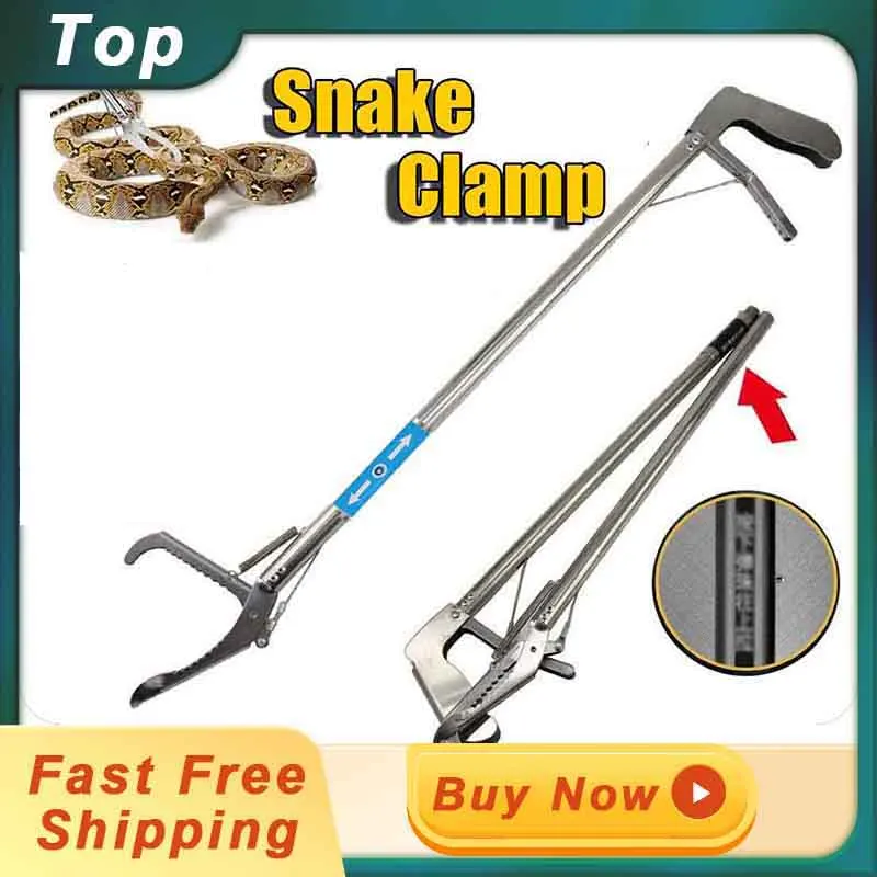Professional Snake Catcher  Stainless Steel Snake Eel Trap Stick 1.5M Reptile Grabber Catcher Snake Feeding Hunting with Lock