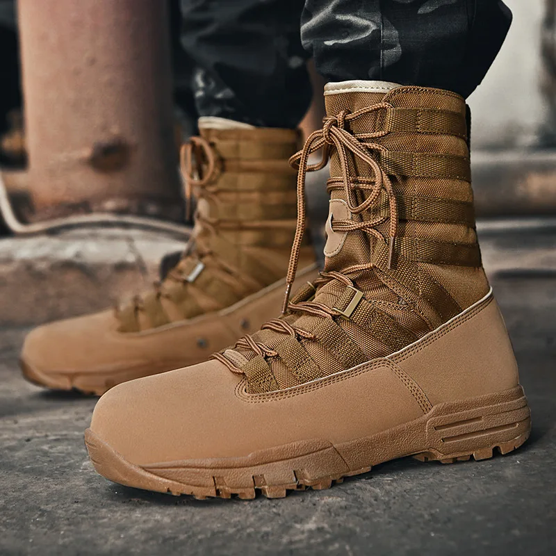 2023 New Winter Army Green Tactical Boots Military Men Lace Up Comfortable Hiking Boots Man Outdoor Non-slip Trekking Shoe Male