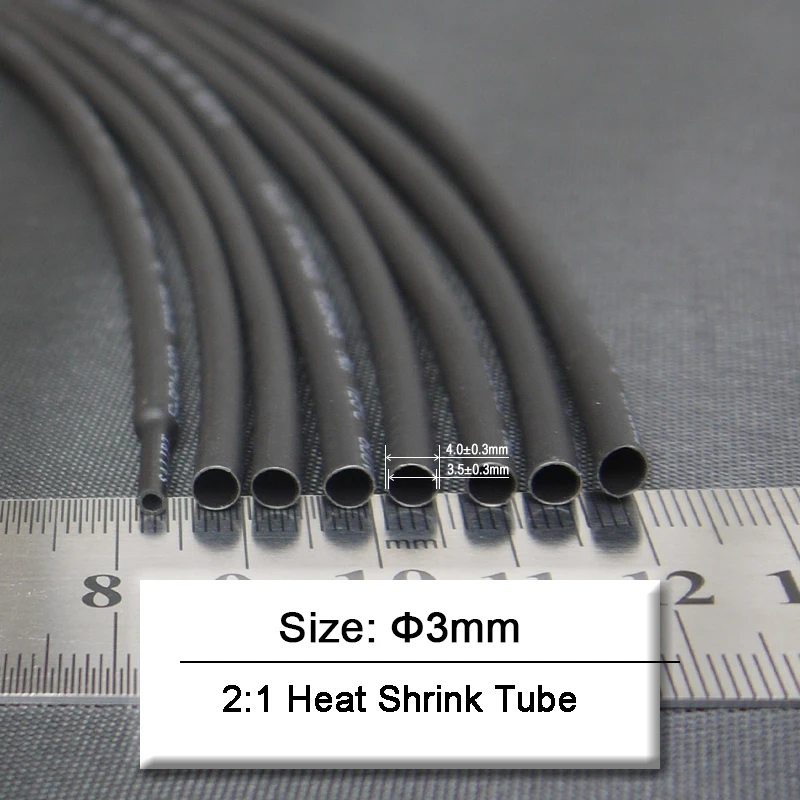 10/20/50/100/200 м диаметр 3 мм термоусадочная трубка 2:1 Полиолефиновая термокабельная трубка Изолированная Водонепроницаемая огнестойкая трубка