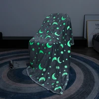 throw super soft summer two sided flannel warm printed star luminous glow in the dark blanket