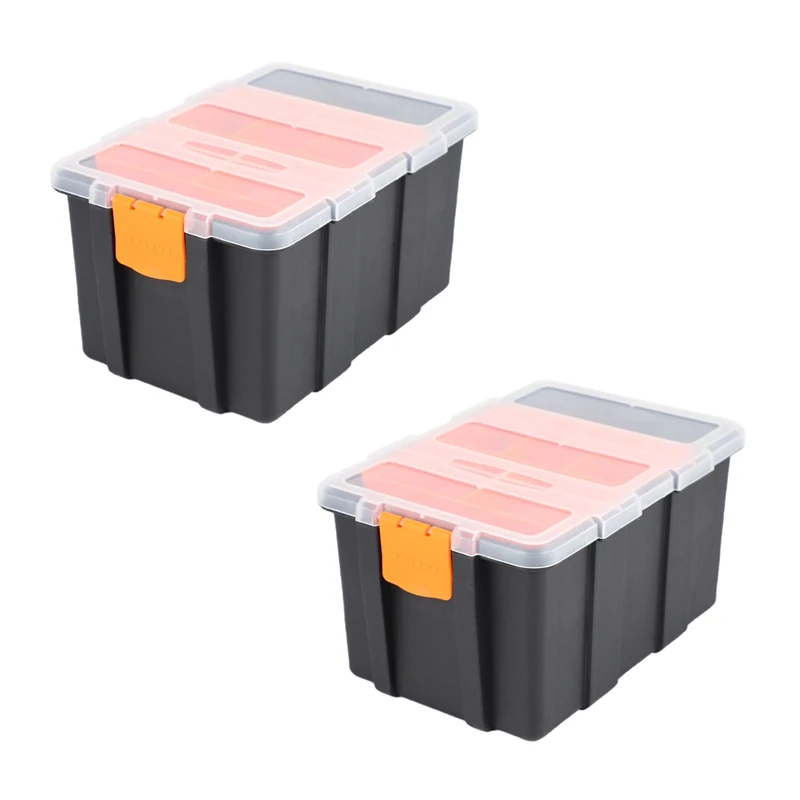 

2X F-156D Portable Plastic Tool Parts Box Suitcase Electrician Tool Box Storage Tools Box Storage Box