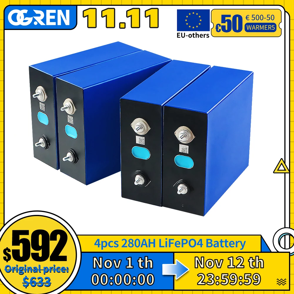 Ceny 280Ah Lifepo4 Bateria 3.2V Akumulator Nowy Fosforan Litowo-żelazowy Akumulator Solarny Do 12V 24V 48V łódź Wózek Golfowy RV Wózek Widłowy