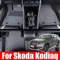 for skoda kodiaq 2017 2018 2019 2020 2021 car door floor mats flash mat leather interior accessories auto carpet pad
