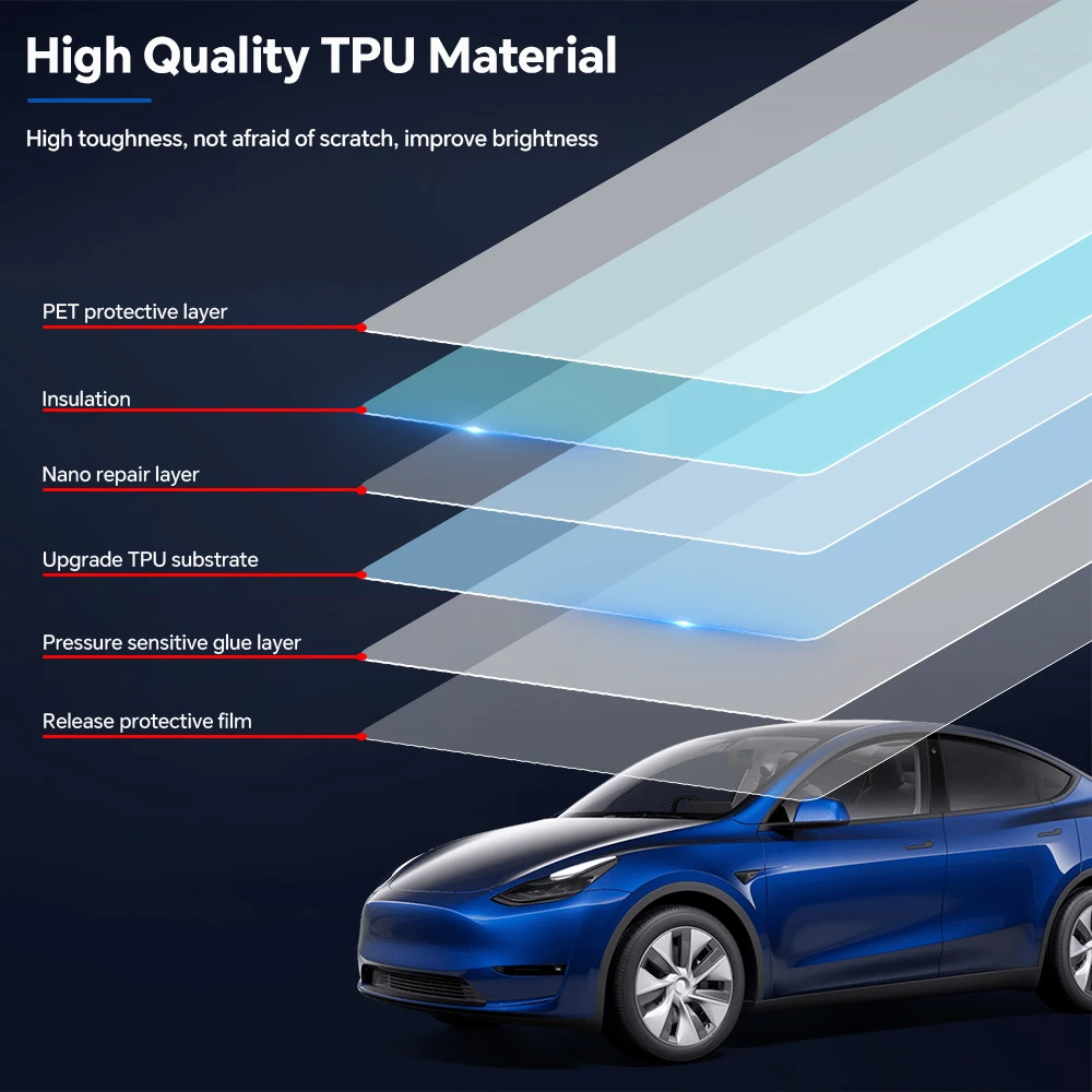 Фото Предварительно вырезанная PPF для Tesla Model Y 2020-2024 9Mil, защитная пленка для краски из ТПУ, полный комплект, прозрачный бюстгальтер, невидимый устойчивый к царапинам чехол №5