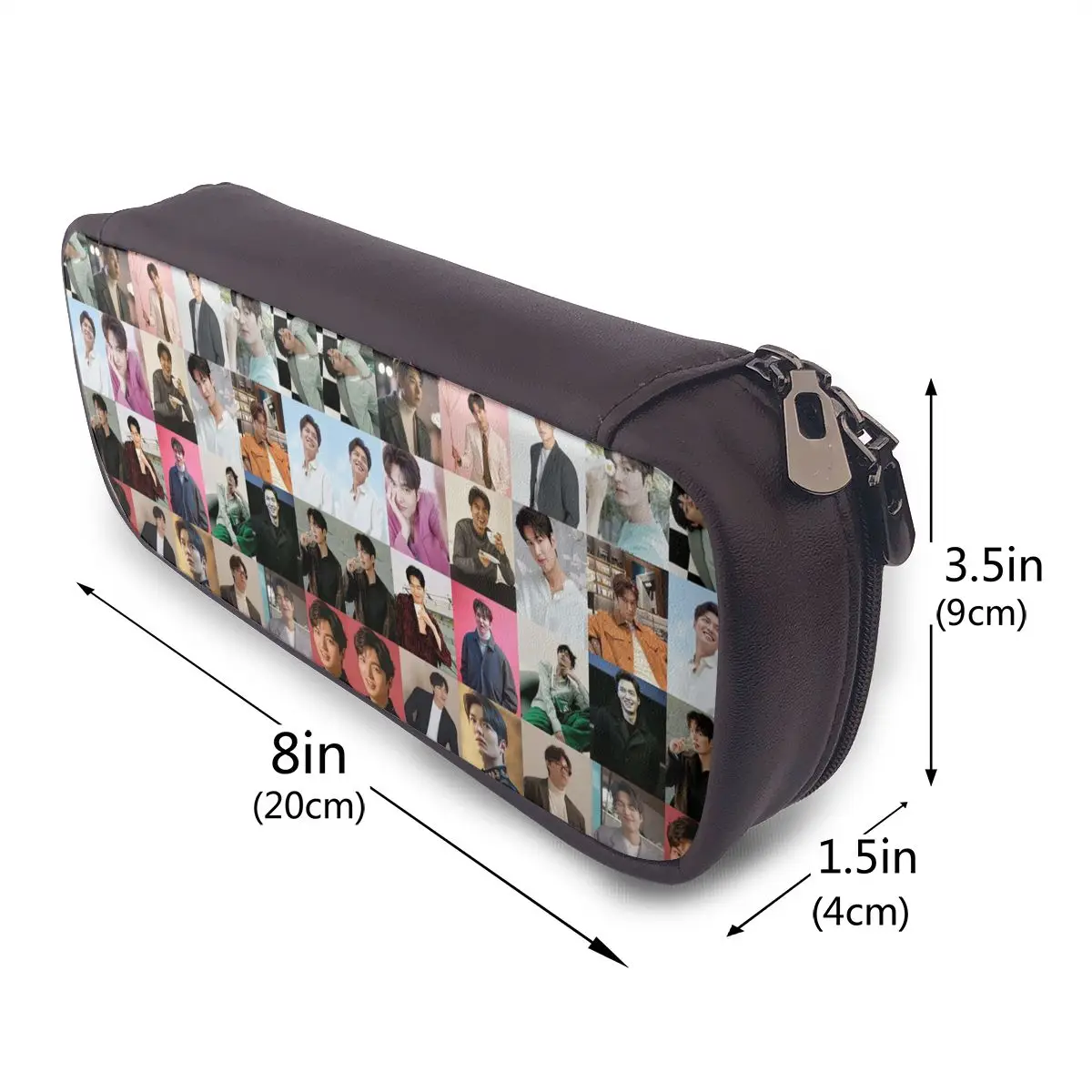 Фото Кожаный пенал Lee Min Ho 1 для детей, подарочный пенал-коробка, сумка для канцелярских принадлежностей, органайзер для ручек №4