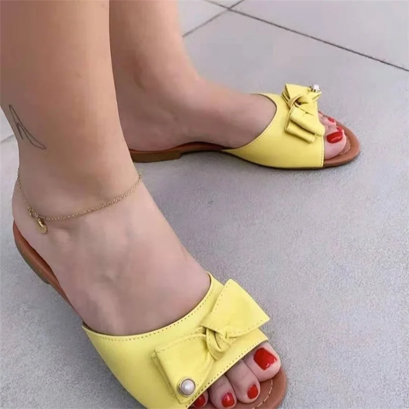 

Women Slippers 2022 Summer Cute Butterfly-Knot Casual Sandals Lady Slides Flats Shoe Women Shoes for Women 2022 Plus Size 36~43