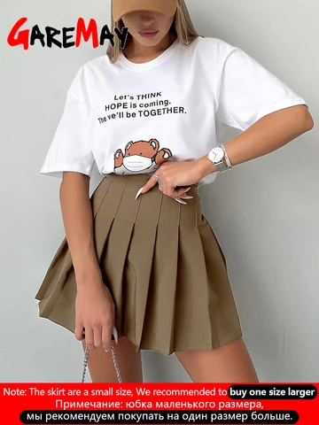 Women's Short Skirt Pleated High Waist Mini Tennis Skirt with Shorts Solid Casual A Line School Summer Skirts for Women