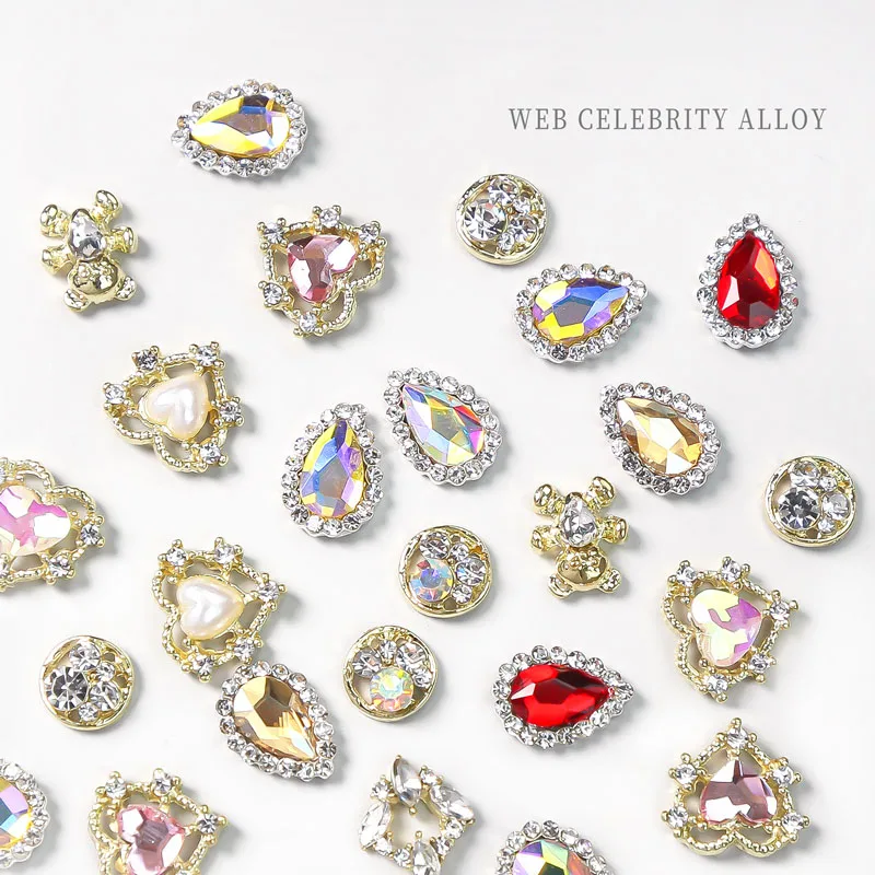 10 шт. Подвески Стразы из сплава кристаллов в форме сердца 3D мигающие ювелирные