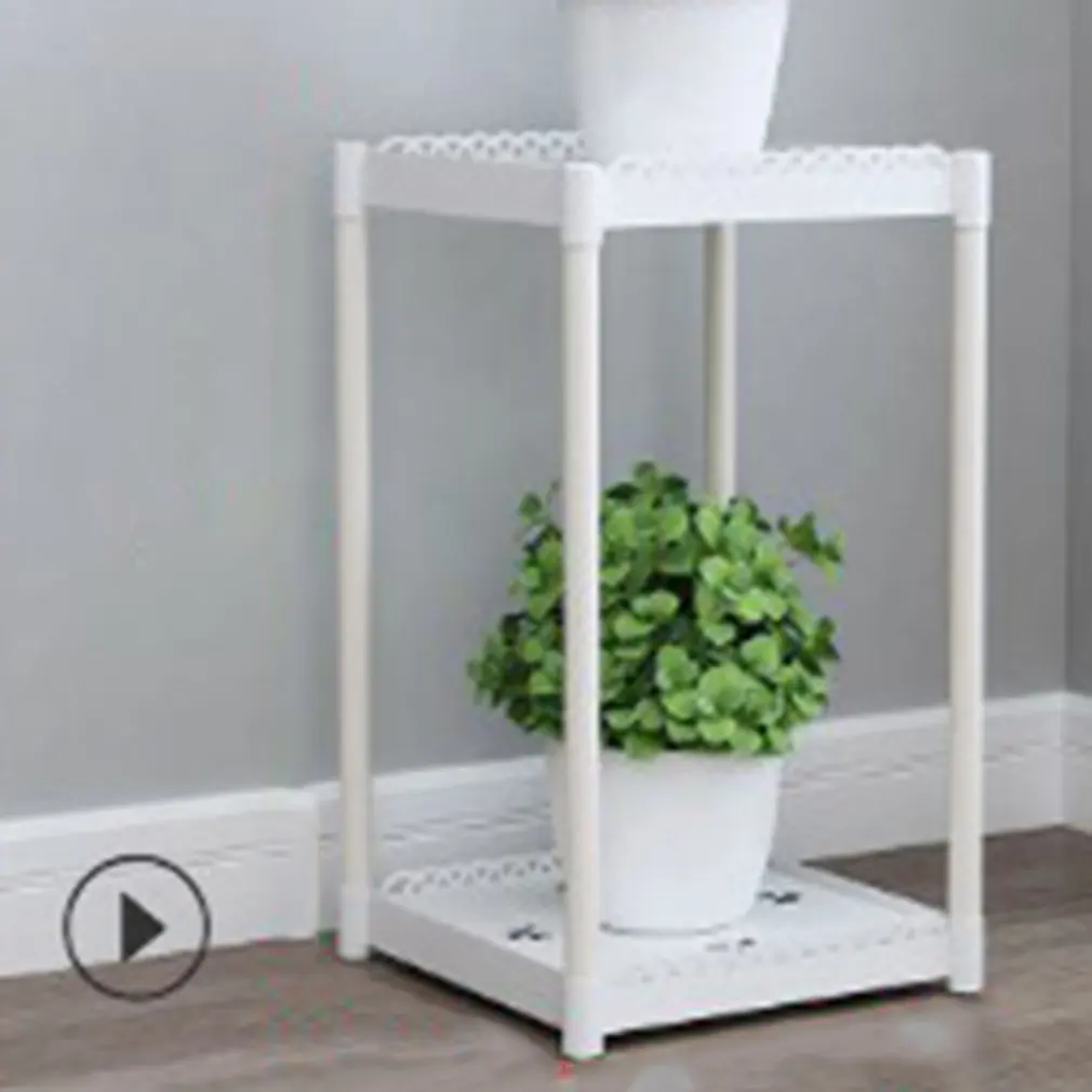 

Двухуровневая квадратная подставка для цветов для крытого балкона, подставка для цветов, пластиковая подставка для горшка для суккулентов