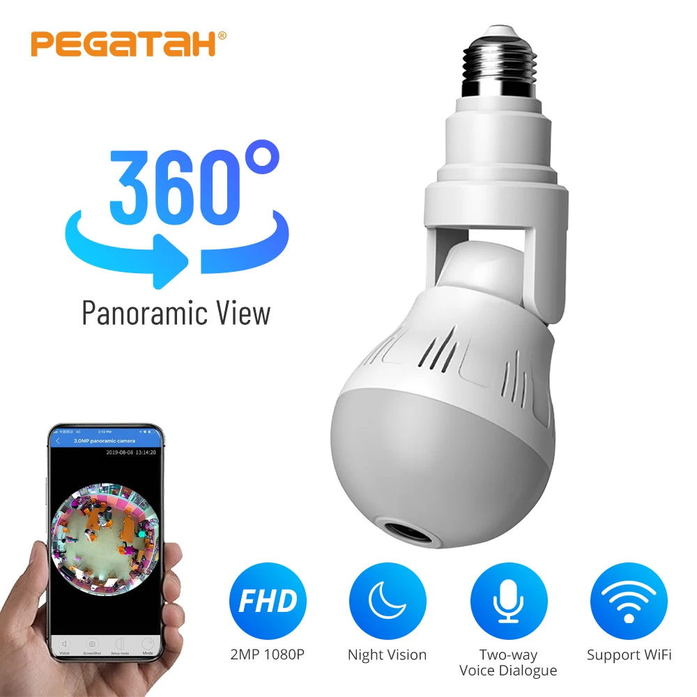 

2MP Panoramic Camera 360 CCTV WIFI Home Bulb Camera Video Surveillance Camera Mini WIFI Camera 360 ° Video Camera Home Security