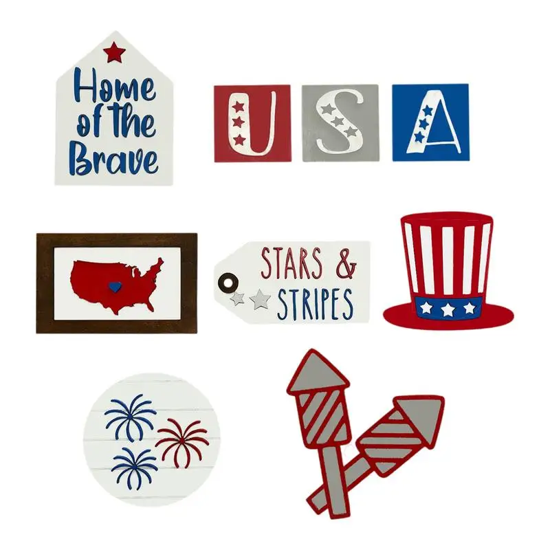 

4 июля многоярусная фотография красный белый и синий день независимости Настольный Знак Звезды и полоски деревенский фермерский Декор набор для