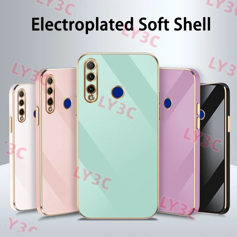 

Чехол для Huawei Y6 Y7 Pro Y6P Y7A Y8P Y9 Prime 2019 силиконовый чехол с гальваническим золотым краем