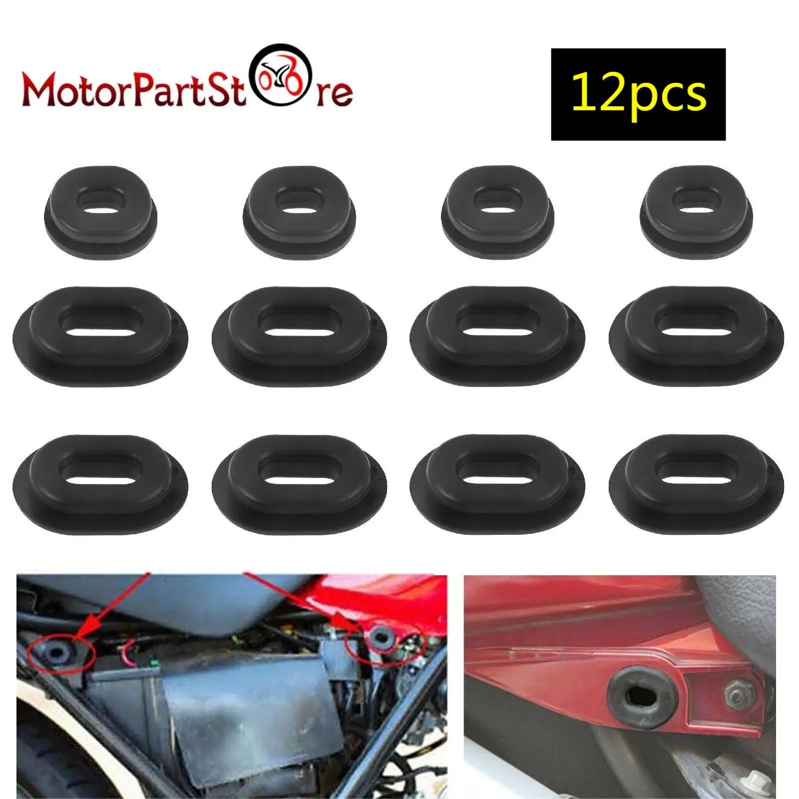 

12pcs Motorcycle Side Cover Rubber Grommets Fairing Bolts Goldwing for Honda CG125 CB 100 550K 550F 750F CB125S CL XL 100 125 SL