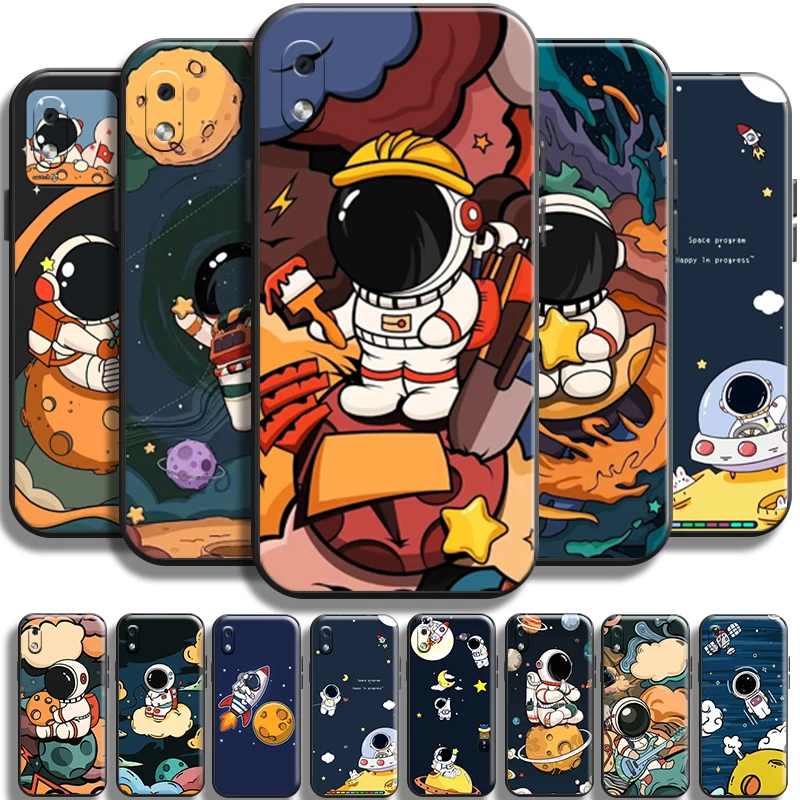

Cute Astronaut Space Station For Samsung Galaxy A10 A10S Phone Case Liquid Silicon Shell Back Funda Full Protection Shockproof