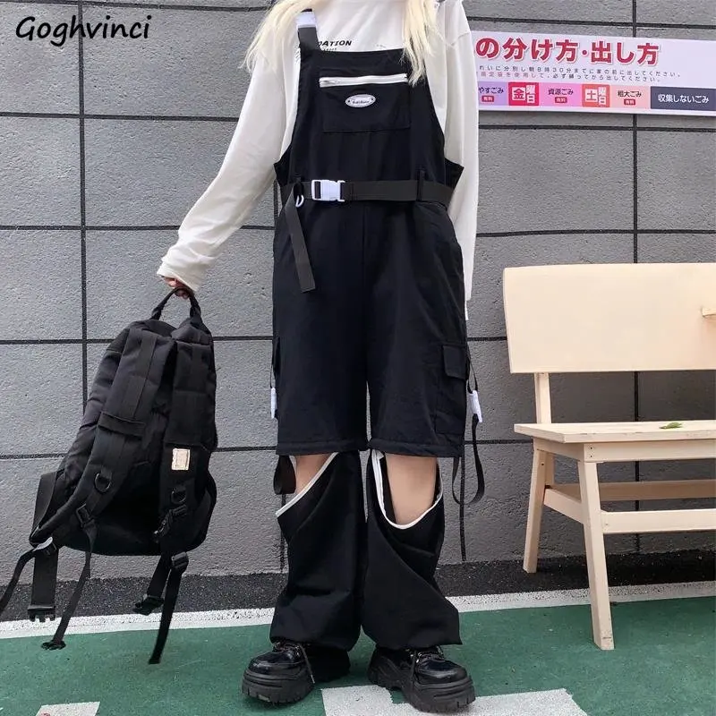 

Cargo Jumpsuits Women Unisex Baggy Streetwear Chic Fashion Casual Hip Hop Ulzzang Hipster Simple Gothic All-match Student Spring