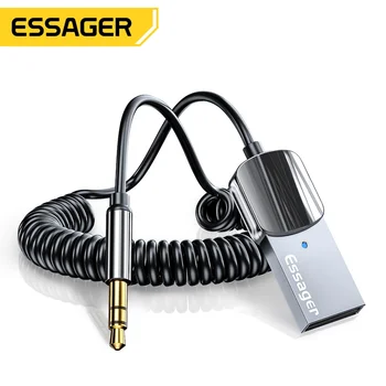 Essager 차량용 무선 블루투스 수신기 Aux 어댑터, 음악 스피커, 오디오 마이크, 핸즈프리 어댑터, USB 3.5mm 잭